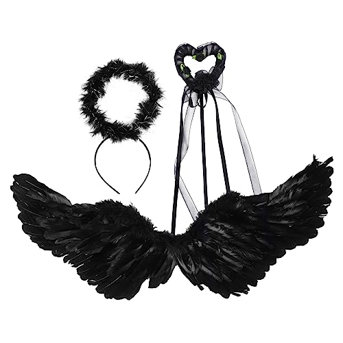 FRCOLOR Devil Wing Kostüm Halloween Cosplay Outfit mit Schwarzen Federn Mittlere und Langlebig für Bühne Party und Rollenspiel FRCOLOR Devil Wing Kostüm Halloween Cosplay Outfit mit Schwarzen Federn Mittlere und Langlebig für Bühne Party und Rollenspiel von FRCOLOR