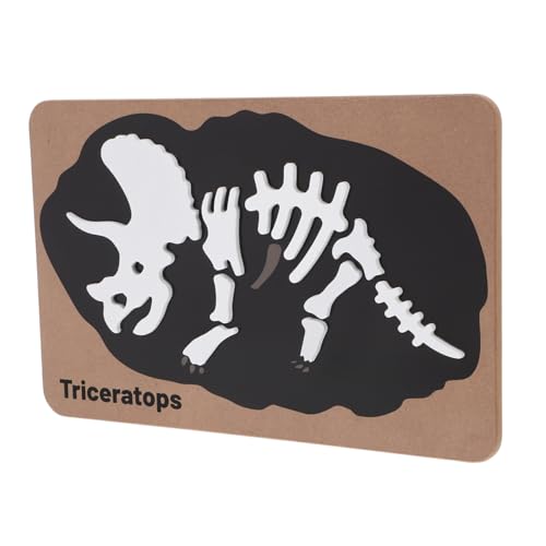 FRCOLOR Dinosaurier Fossil Holz Puzzle Interaktives Lernspielzeug für Jahren Fördert Feinmotorik und Kognitive Fähigkeiten Teilige Triasaurus Design Sicheres Naturholz für von FRCOLOR
