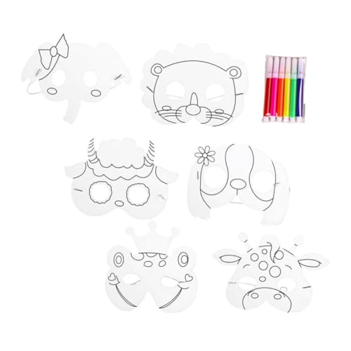 FRCOLOR Diy Tiermasken für Kreative Malmasken für Tiere Teiliges mit Stiften für Bastelprojekte und Partys Fördert Kreativität und Designs von FRCOLOR