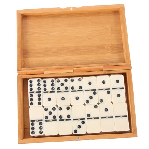 FRCOLOR Domino Spielset Holz Klassische Dominosteine Punkte Interaktives Lernspielzeug für Familie Freunde Elegante Aufbewahrungsbox mit Schiebefach Lustiges Gesellschaftsspiel von FRCOLOR