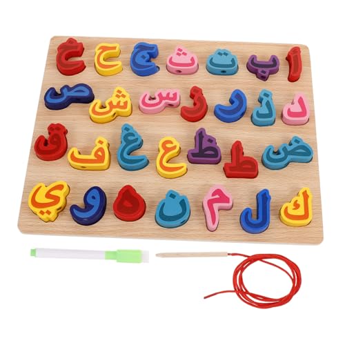 FRCOLOR Doppelseitiges Holzpuzzle Arabische Buchstaben Lernspielzeug für Kleinkinder mit Whiteboard zum Malen Pädagogisches Alphabet Lernbrett für Vorschulkinder Fördert Kreativität und von FRCOLOR