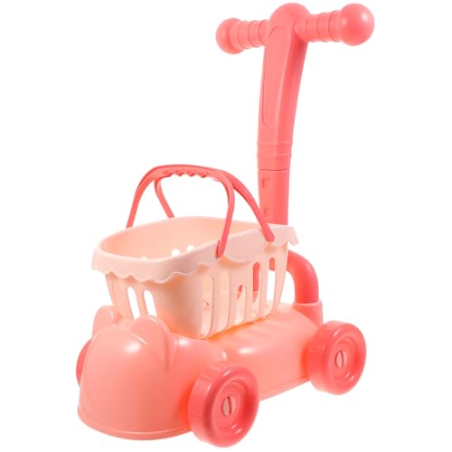 FRCOLOR Einkaufswagen Verstellbarer Spielzeugwagen für Jungen und Mädchen Leicht und Tragbar für Rollenspiele im Supermarkt Farbiger und Cartoonartiger Einkaufskorb für Kreative von FRCOLOR