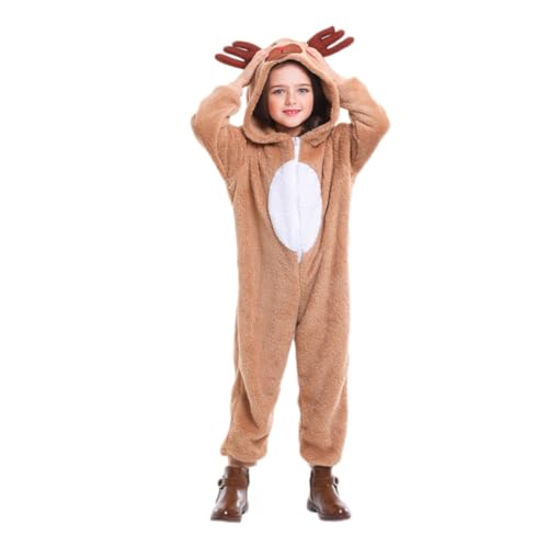 FRCOLOR Elch-kostüm Fleece Kuscheliges Cosplay Tierkostüm Dunkel Khaki S Weicher Einteiler für Karneval Halloween Party und Rollenspiele von FRCOLOR