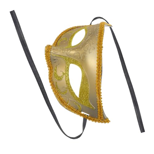 FRCOLOR Elegante Maskenballmaske Damen Goldfarbene Spitzen Maske für Kostümparty Karneval Halloween Cosplay Accessoire für Festliche Anlässe und Theateraufführungen von FRCOLOR