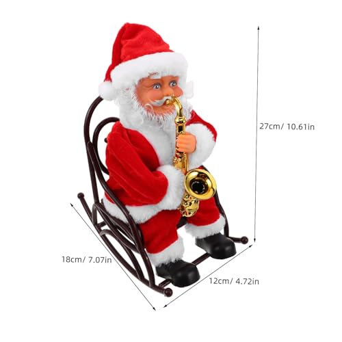 FRCOLOR Elektrische Weihnachtsmann Figur mit und Saxophon Langlebiges Kunststoffspielzeug Dekoratives Weihnachtsfest für Partydeko und Geschenkidee von FRCOLOR