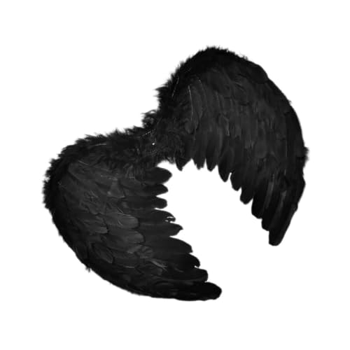 FRCOLOR Engelsflügel Kostüm Für Schwarze Federflügel Accessoire Für Halloween Weihnachten Requisite Für Partys Bühnenaufführungen von FRCOLOR