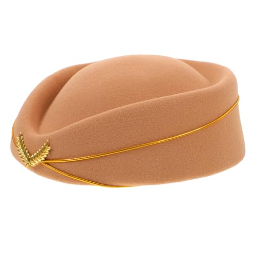FRCOLOR Falschwoll Stewardess Hut Damen Schiffschen Hut Cosplay Zubehör für Bühnenauftritte und Party Kostüm Damen Flugbegleiterin Mütze in Camel FRCOLOR Falschwoll Stewardess Hut Damen Schiffschen Hut Cosplay Zubehör für Bühnenauftritte und Party Kostüm Damen Flugbegleiterin Mütze in Camel von FRCOLOR