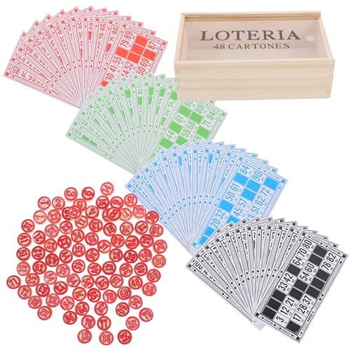 FRCOLOR Familien Spielset Bingo und Russisches Lotto Brettspiel aus Tragbares Lernspiel für Zahlen und Logikfähigkeiten Gesellschaftsspiel für Partys und Familienzusammenkünfte von FRCOLOR