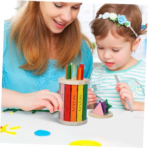 FRCOLOR Farbsortierspielzeug Holz für Kleinkinder Jahre Bunte Sortierbecher aus Sicherem Holz Motorisches Lernspielzeug zur Farb und Formerkennung mit Praktischem Aufbewahrungseimer von FRCOLOR