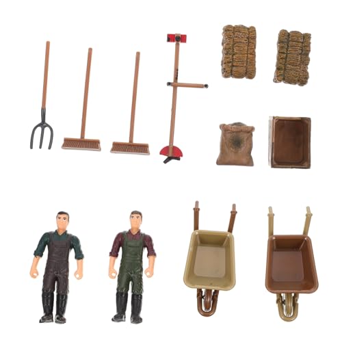 FRCOLOR Farmwerkzeug Modell Teiliges Miniatur Bauernhof Lebensechte Bauernfiguren und Werkzeuge für Sandtisch Robustes Kunststoffspielzeug für Kreative Kinderlandschaften von FRCOLOR