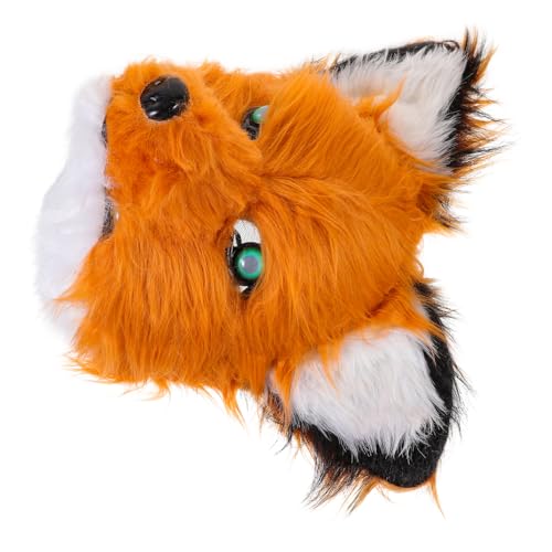 FRCOLOR Fellmaske Halloween Wolf Halbgesichtsmaske mit Beweglichem und Erwachsene Kostüm Party Masquerade Ball Roleplay Zubehör von FRCOLOR