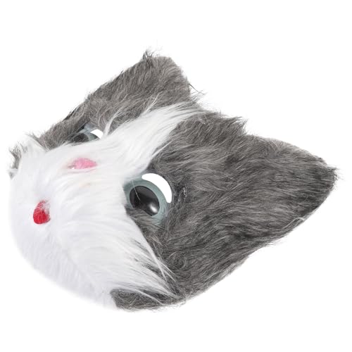 FRCOLOR Flauschige Katzenmaske Tiermasken Erwachsene Halloween Maske Kostüm Cosplay Party Zubehör Niedliche Tierkopfmaske für Fasching Karneval und Maskerade von FRCOLOR