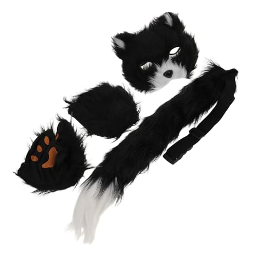 FRCOLOR Flauschiges Tierkostüm Set für Katzenmaske Fuchsschwanz Plüsch Pfotenhandschuhe Verstellbare Halloween Cosplay Accessoires für Damen FRCOLOR Flauschiges Tierkostüm Set für Katzenmaske Fuchsschwanz Plüsch Pfotenhandschuhe Verstellbare Halloween Cosplay Accessoires für Damen von FRCOLOR