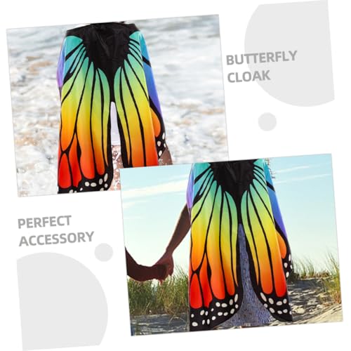FRCOLOR Fluoreszierender Schmetterlingsflügel-umhang Damen Halloween Kostüm Festival Party Cosplay Prop Eleganter Leichter Tanzumhang mit Buntem Regenbogeneffekt von FRCOLOR