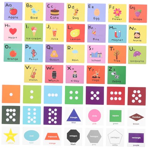 FRCOLOR Fröhliches Lernspielzeug Buchstaben Karten für Farbenfrohe Alphabet Karten mit Formen und Zahlen Kognitive Hand Auge Koordination Spielerisches Englisch Lernen von FRCOLOR