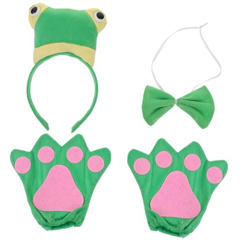 FRCOLOR Frosch Kostüm Teilig Cartoon Tier Stirnband mit Schleife und Handschuhen für Mädchen Zoo Motto Party Verkleidung Cosplay Zubehör von FRCOLOR