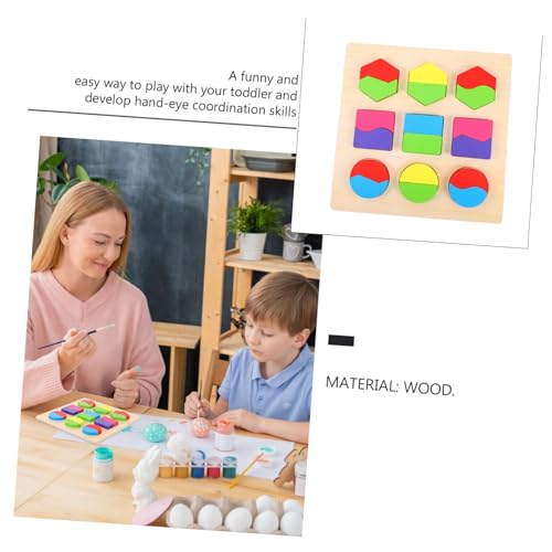 FRCOLOR Geometrisches Holzpuzzle für Kleinkinder Großes Formpuzzle Montessori Lernspielzeug Feinmotorik Vorstellungskraft und Kognitiven Fähigkeiten für Jungen und Mädchen Ab Jahr von FRCOLOR