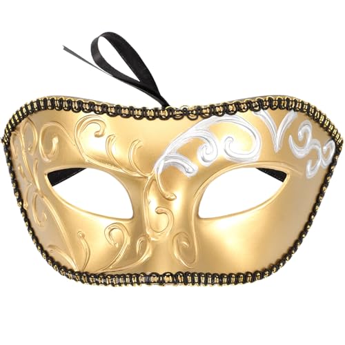 FRCOLOR Gesichtsmaske für Halloween Kreative Cosplay Maske für Herren Verstellbar und Leicht für Kostümpartys und Nachtveranstaltungen Robustes Material Gold FRCOLOR Gesichtsmaske für Halloween Kreative Cosplay Maske für Herren Verstellbar und Leicht für Kostümpartys und Nachtveranstaltungen Robustes Material Gold von FRCOLOR