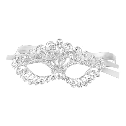 FRCOLOR Gesichtsmaske für Maskenbälle Halloween Kostümpartys Handgefertigte Venezianische Maske mit Funkelnden Strasssteinen für Damen Herren von FRCOLOR