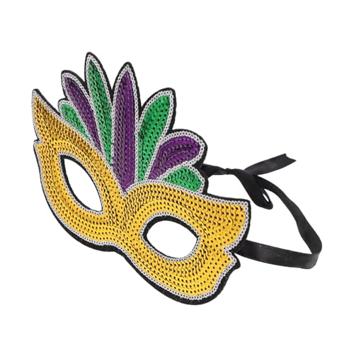 FRCOLOR Glitzernde Mardi Gras Faschingsmaske mit Pailletten Venezianische Karnevalsmaske für Kostüm Vielseitige Partyaccessoires als Foto Requisite für Festliche Maskenbälle und von FRCOLOR