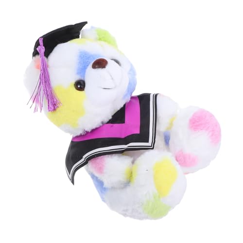 FRCOLOR Graduationsplüschbär mit Doktorhut Weiches Kuscheltier für Abschlussfeier Dekoratives Abschlussgeschenk Kleines Violettes Plüschtier für Studenten und Partydeko von FRCOLOR
