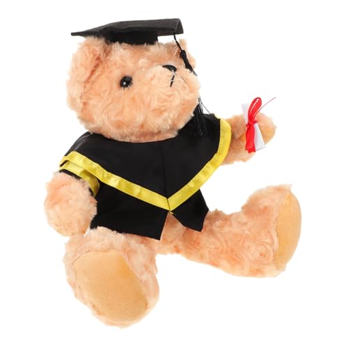 FRCOLOR Graduierungsbär Kuscheltier mit Doktorhut Plüsch Stofftier für Kindergarten Schule und Universität Absolventen Vielseitiges Dekorations und Geschenkspielzeug zur Abschlussfeier von FRCOLOR