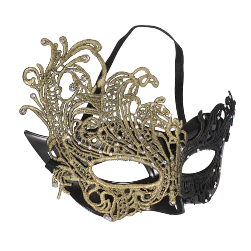 FRCOLOR Halbe Spitzengesichtsmaske Damen mit Elastischem Band Mysteriöses Design für Halloween Kostümparty Karneval Ball Cosplay von FRCOLOR