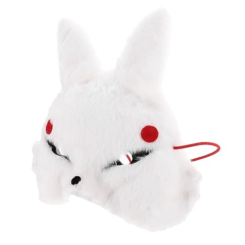 FRCOLOR Halbgesichts Hasenmaske Weiß Plüsch Wiederverwendbar mit Augenlöchern für Halloween Karneval Cosplay Party Maskerade Erwachsene von FRCOLOR