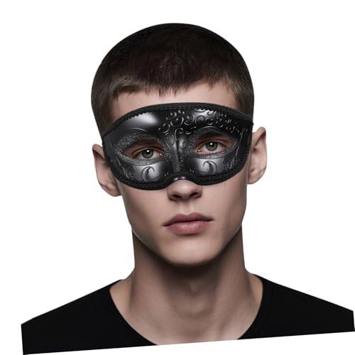 FRCOLOR Halbgesichts Maske aus Dekorativem Kunststoff Stilvolle Party und Karnevalsmaske für Halloween Maskenball Cosplay und Festliche Kostümpartys Schwarz von FRCOLOR