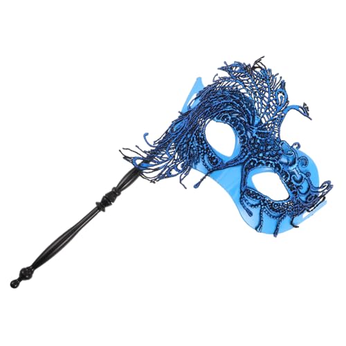 FRCOLOR Halbgesichts Masquerade Maske mit Stab Spitzen Handmaske für Damen Vielseitiges Party Accessoire für Maskenbälle Karneval Halloween Prom und Kostümveranstaltungen von FRCOLOR