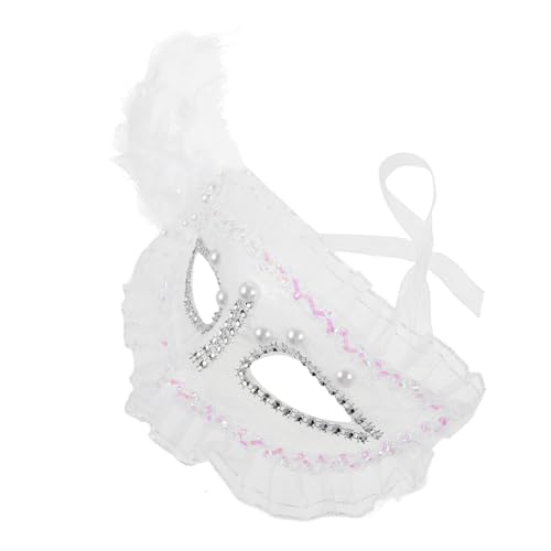 FRCOLOR Halbgesichts Party Maske Damen Spitzen Masquerade Maske mit Perlen und Federdekor für Karneval Cosplay Halloween Kostüm FRCOLOR Halbgesichts Party Maske Damen Spitzen Masquerade Maske mit Perlen und Federdekor für Karneval Cosplay Halloween Kostüm von FRCOLOR