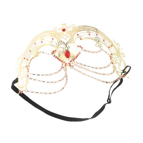 FRCOLOR Halbgesichtsmaske mit Strass und Quasten Goldene Metallkette Leichte Atmungsaktive Karnevalsmaske für Halloween Cosplay und Party Komfortabel für Damen FRCOLOR Halbgesichtsmaske mit Strass und Quasten Goldene Metallkette Leichte Atmungsaktive Karnevalsmaske für Halloween Cosplay und Party Komfortabel für Damen von FRCOLOR