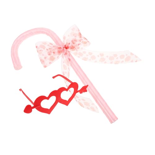 FRCOLOR Halloween Bowknot Candy Cane Tanzstab mit Herz-Spitze Brille Leichtes Party Bühnenzubehör für Rollenspiele an Halloween und Valentinstag Vielseitiges Kostüm-Accessoire in von FRCOLOR