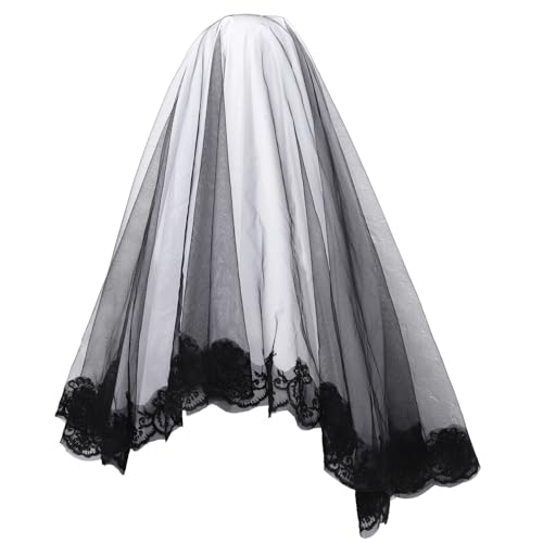 FRCOLOR Halloween Braut Schleier Schwarz Gothic Schleier für Kostüme Hochzeiten Halloween Partys Cosplay und Passend für Verschiedene Anlässe von FRCOLOR