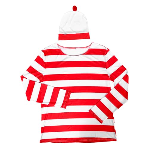 FRCOLOR Halloween Cosplay Outfit Langarmshirt Rot Weiß Gestreift Leicht Bequem Schnell Für Männer Frauen FRCOLOR Halloween Cosplay Outfit Langarmshirt Rot Weiß Gestreift Leicht Bequem Schnell Für Männer Frauen von FRCOLOR