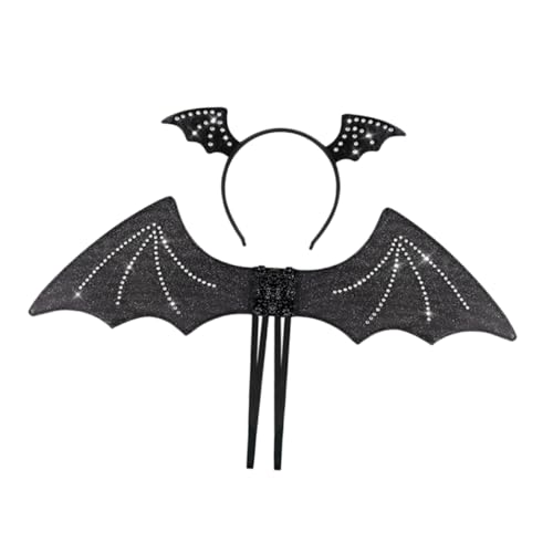 FRCOLOR Halloween Fledermaus Kostüm Set mit Haarreif und Flügeln Einzigartiges Cosplay Zubehör für Partys und Aufführungen Bequemer und Leichter Haarreif für Unvergessliche Halloween von FRCOLOR