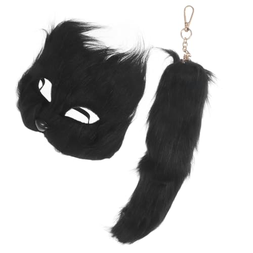 FRCOLOR Halloween Fox Mask mit Flauschigem und Stabilem Material Vielseitige Tiermaske für Cosplay Party Kostümball Bühnenauftritt und Fotografie Schwarz von FRCOLOR