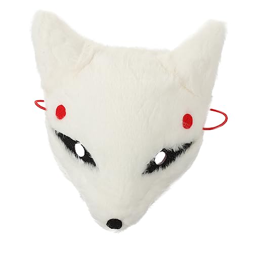 FRCOLOR Halloween Fuchsgesichtsmaske mit Flauschigem Design Bequemer Elastischer Band Realistische Tiermaske für Kostümpartys Maskerade Cosplay und Halloween Events von FRCOLOR