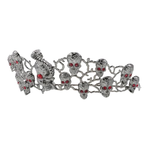 FRCOLOR Halloween Gothic Haarschmuck Krone mit Strasssteinen Auffälliges Schädel-design Legierung Kopfschmuck für Frauen Vielseitig für Halloween Festbankette und Cosplay Geeignet von FRCOLOR