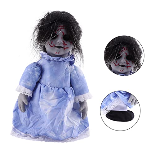 FRCOLOR Halloween Gruselige Stimme Aktivierte Laufpuppe mit Leuchtenden Augen Automatische Bewegung und Schaurigen Geräuschen Gruselige Deko für Haunted House und Party Sichere Langlebige von FRCOLOR