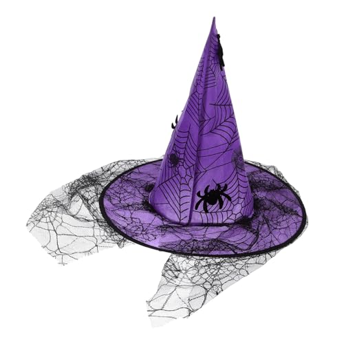 FRCOLOR Halloween Hexenhut Cosplay Damen Rüschen Spinnen Hut für Kostümpartys Leicht Bequem für Halloween Feiern und Kreative Verkleidungen von FRCOLOR