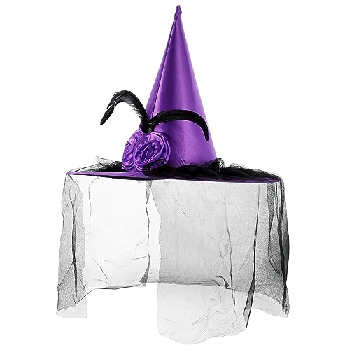 FRCOLOR Halloween Hexenhut mit Breiter Krempe und Zarter Netzeinfassung Violetter Cosplay Hut für Party und Halloween Kostüm Leicht Elegant und Vielseitig Geeignet FRCOLOR Halloween Hexenhut mit Breiter Krempe und Zarter Netzeinfassung Violetter Cosplay Hut für Party und Halloween Kostüm Leicht Elegant und Vielseitig Geeignet von FRCOLOR