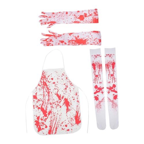 FRCOLOR Halloween Kostüm Set Blutig Bestickte Schürze Blutige Handschuhe und Socken aus Weichem Polyester Gruselige Party-accessoires für Horror-cosplay und Halloween-dekoration FRCOLOR Halloween Kostüm Set Blutig Bestickte Schürze Blutige Handschuhe und Socken aus Weichem Polyester Gruselige Party-accessoires für Horror-cosplay und Halloween-dekoration von FRCOLOR