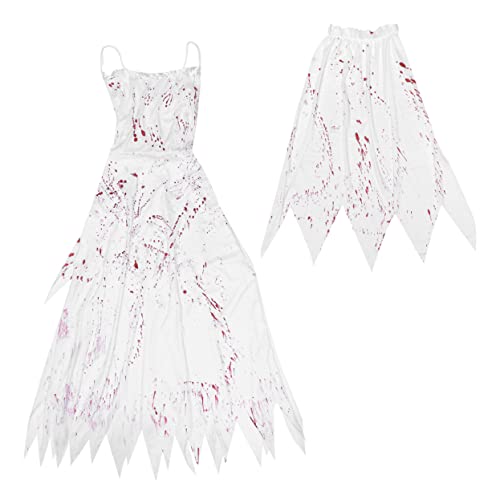 FRCOLOR Halloween Kostüm für Damen Blutige Outfit für Gruselige Partys Geisterbraut mit Schleier Halloween oder Rollenspiele Schockierender Look für Maskeraden FRCOLOR Halloween Kostüm für Damen Blutige Outfit für Gruselige Partys Geisterbraut mit Schleier Halloween oder Rollenspiele Schockierender Look für Maskeraden von FRCOLOR