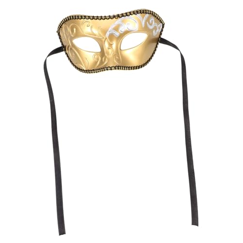 FRCOLOR Halloween Maske für Männer Elegante Halbe Gesichtsmaske für Cosplay Karneval und Maskenball Verstellbar mit Bändern Goldene Venezianische Design für Festliche Anlässe FRCOLOR Halloween Maske für Männer Elegante Halbe Gesichtsmaske für Cosplay Karneval und Maskenball Verstellbar mit Bändern Goldene Venezianische Design für Festliche Anlässe von FRCOLOR