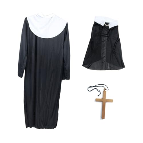 FRCOLOR Halloween Nonnenkostüm Für Frauen Teiliges Mit Kopftuch Großem Goldkreuz Perfektes Kostüm Für Gruselige Halloween Partys Karneval Einfach FRCOLOR Halloween Nonnenkostüm Für Frauen Teiliges Mit Kopftuch Großem Goldkreuz Perfektes Kostüm Für Gruselige Halloween Partys Karneval Einfach von FRCOLOR