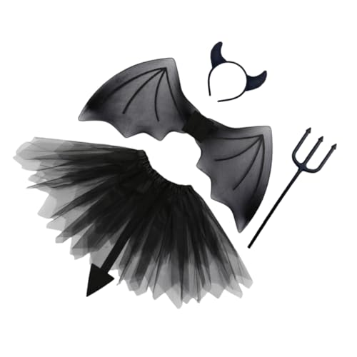 FRCOLOR Halloween Teufel Kostüm mit Schwarzen Flügeln Teilig Verstellbar für Cosplay Party Zubehör für Jungen Mädchen Bühnenauftritte und Karneval von FRCOLOR