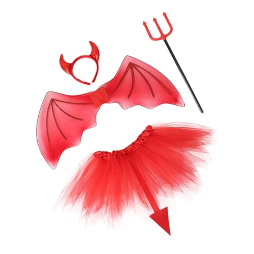 FRCOLOR Halloween Teufelsflügel Teilig Rot Tüll Party Kostümaccessoire für Cosplay Leichtes Komfortables Material für Teufel Kostüm Festveranstaltungen von FRCOLOR