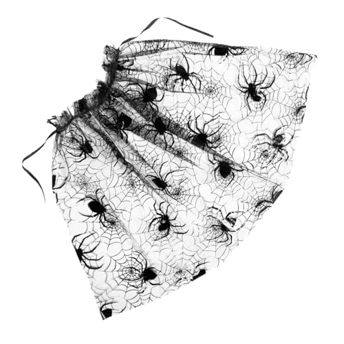 FRCOLOR Halloween Umhang für Mädchen Leichter Atmungsaktiver Netzstoff Stilvoller Schwarzer Spinnennetz Cape Strapazierfähiger Polyesterstoff für Kinderkostüm Party und Aufführung von FRCOLOR