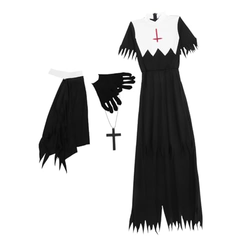 FRCOLOR Halloween Zombie Nonnenkostüm Damen Cosplay Outfit Gruseliges Party Kostüm für Fasching Bühnenauftritt Langlebiges Material Vielseitig für Karneval und Themenpartys FRCOLOR Halloween Zombie Nonnenkostüm Damen Cosplay Outfit Gruseliges Party Kostüm für Fasching Bühnenauftritt Langlebiges Material Vielseitig für Karneval und Themenpartys von FRCOLOR